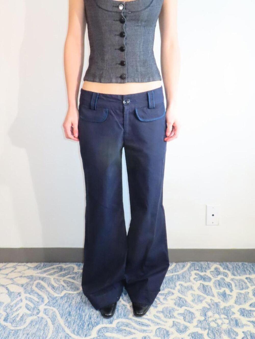Nanette Lepore Women's Blue and Navy Trousers - Picture 1 of 5